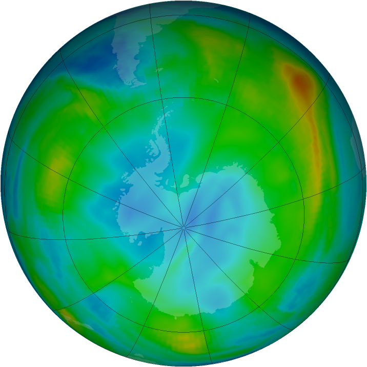 Antarctic ozone map for 04 July 1999